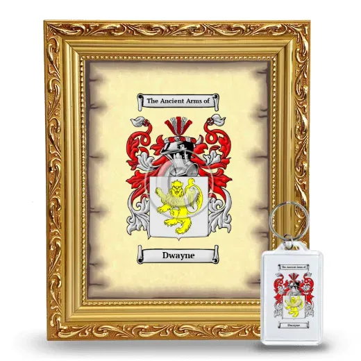 Dwayne Framed Coat of Arms and Keychain - Gold