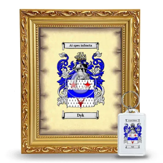 Dyk Framed Coat of Arms and Keychain - Gold
