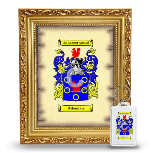Dykeman Framed Coat of Arms and Keychain - Gold