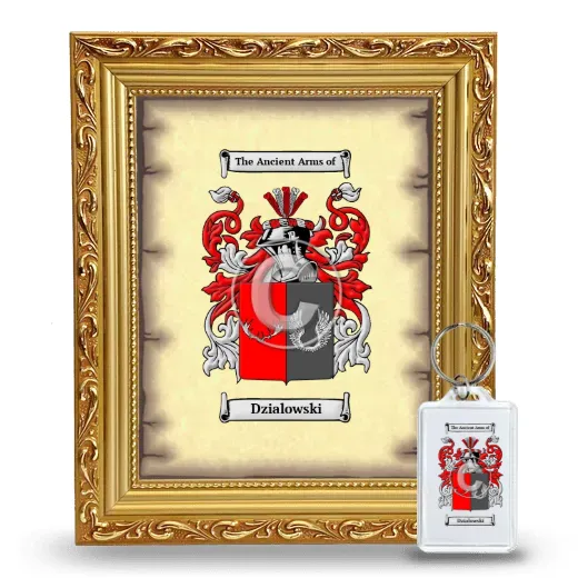 Dzialowski Framed Coat of Arms and Keychain - Gold