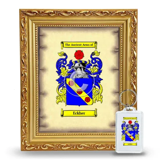 Eckher Framed Coat of Arms and Keychain - Gold