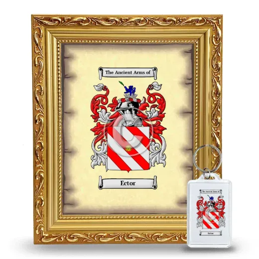 Ector Framed Coat of Arms and Keychain - Gold