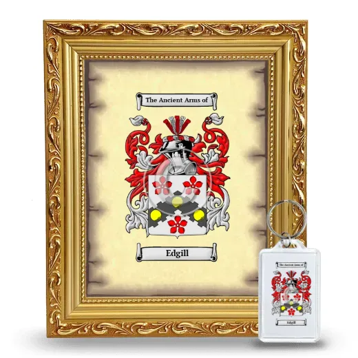 Edgill Framed Coat of Arms and Keychain - Gold