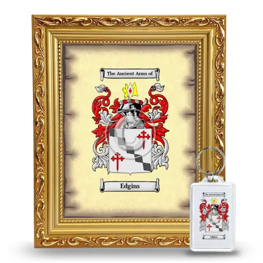 Edgins Framed Coat of Arms and Keychain - Gold