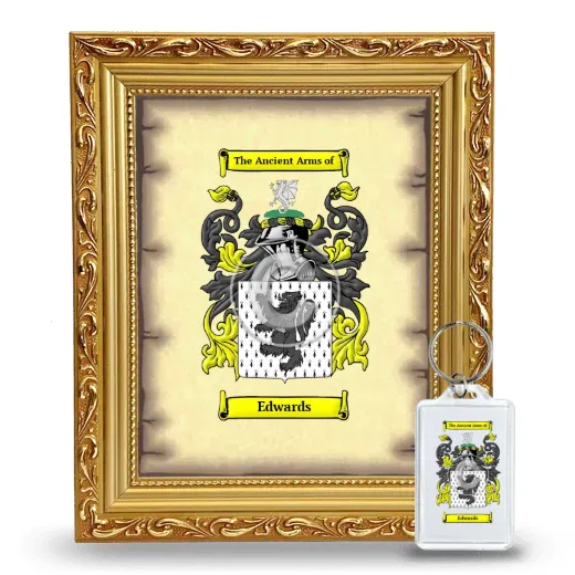 Edwards Framed Coat of Arms and Keychain - Gold