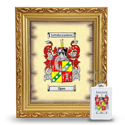 Egan Framed Coat of Arms and Keychain - Gold