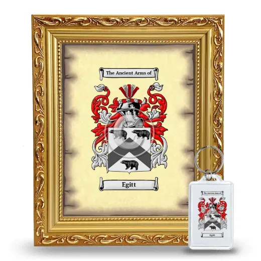 Egitt Framed Coat of Arms and Keychain - Gold