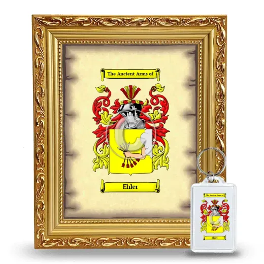 Ehler Framed Coat of Arms and Keychain - Gold