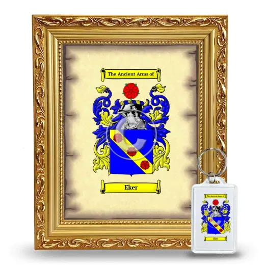 Eker Framed Coat of Arms and Keychain - Gold
