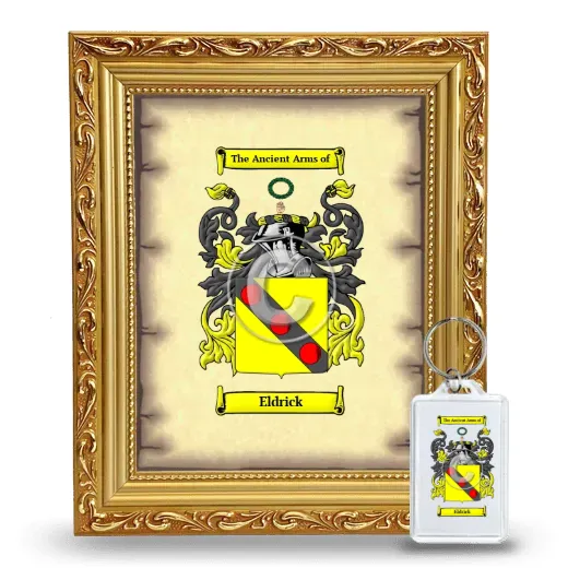 Eldrick Framed Coat of Arms and Keychain - Gold