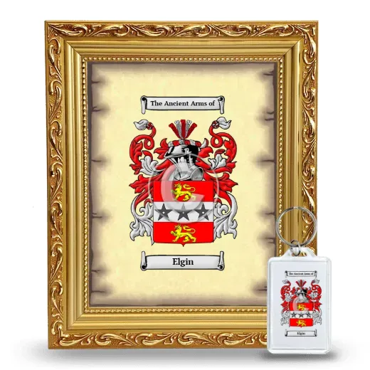 Elgin Framed Coat of Arms and Keychain - Gold