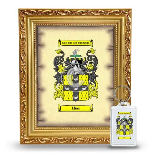 Elias Framed Coat of Arms and Keychain - Gold