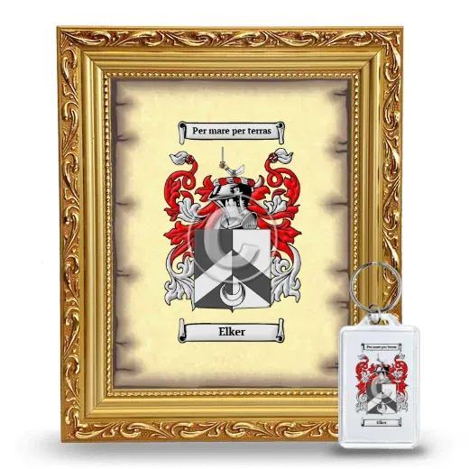 Elker Framed Coat of Arms and Keychain - Gold