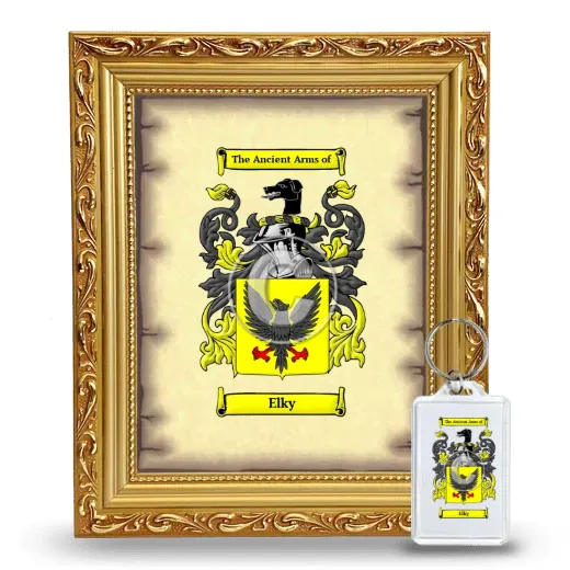 Elky Framed Coat of Arms and Keychain - Gold