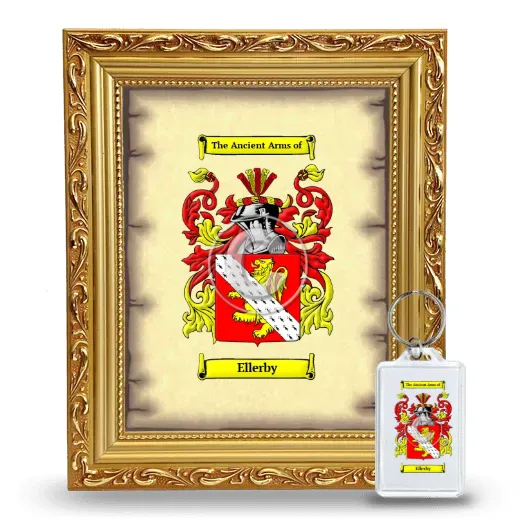 Ellerby Framed Coat of Arms and Keychain - Gold