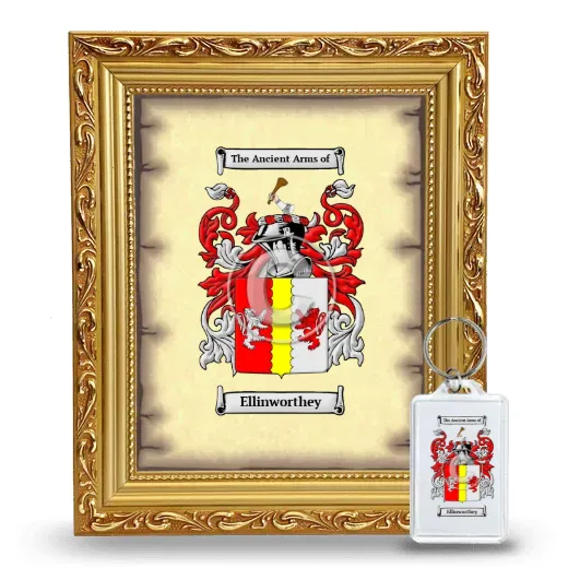 Ellinworthey Framed Coat of Arms and Keychain - Gold