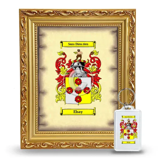 Elsay Framed Coat of Arms and Keychain - Gold