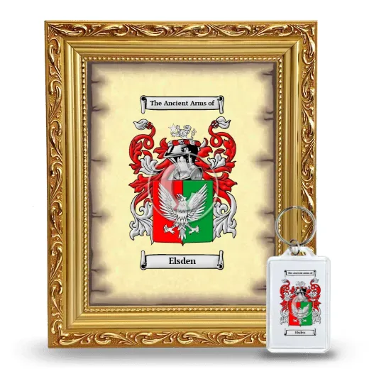 Elsden Framed Coat of Arms and Keychain - Gold