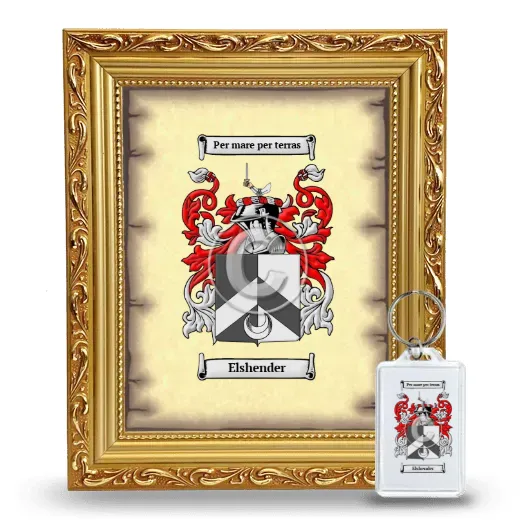 Elshender Framed Coat of Arms and Keychain - Gold