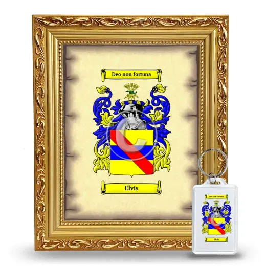Elvis Framed Coat of Arms and Keychain - Gold