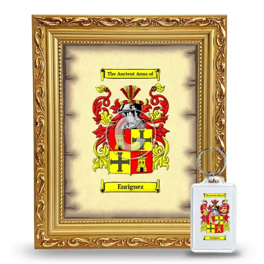 Enriguez Framed Coat of Arms and Keychain - Gold