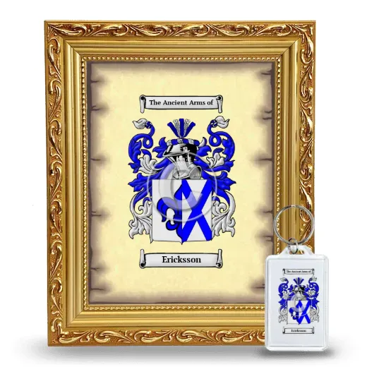 Ericksson Framed Coat of Arms and Keychain - Gold