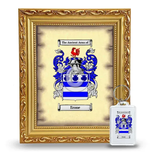 Erone Framed Coat of Arms and Keychain - Gold