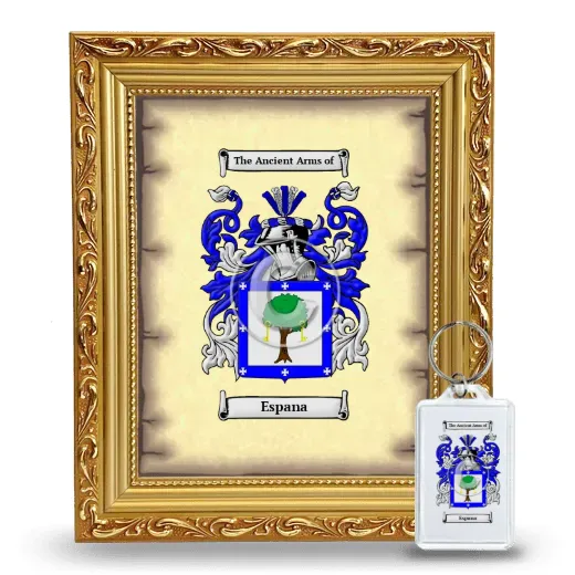 Espana Framed Coat of Arms and Keychain - Gold