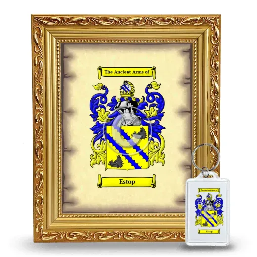 Estop Framed Coat of Arms and Keychain - Gold