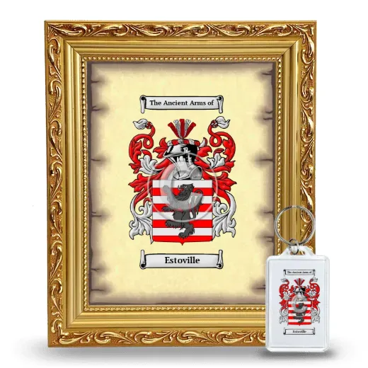 Estoville Framed Coat of Arms and Keychain - Gold