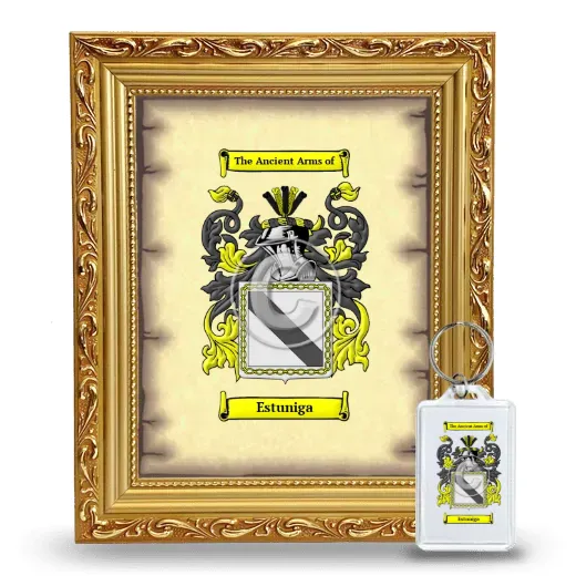 Estuniga Framed Coat of Arms and Keychain - Gold