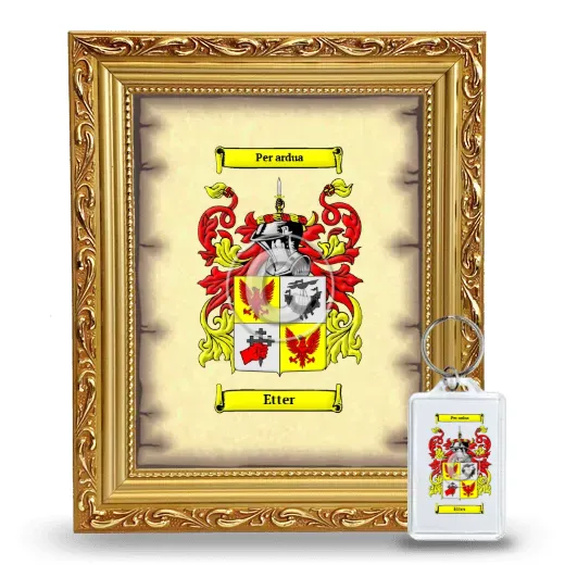 Etter Framed Coat of Arms and Keychain - Gold