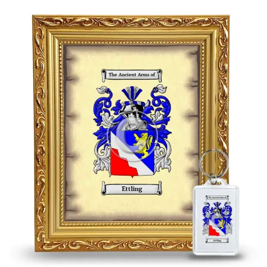 Ettling Framed Coat of Arms and Keychain - Gold