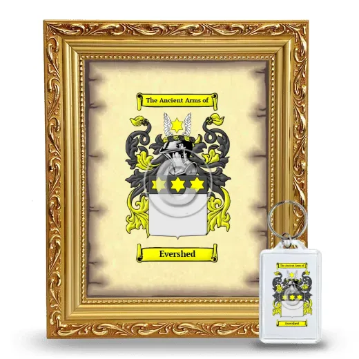 Evershed Framed Coat of Arms and Keychain - Gold