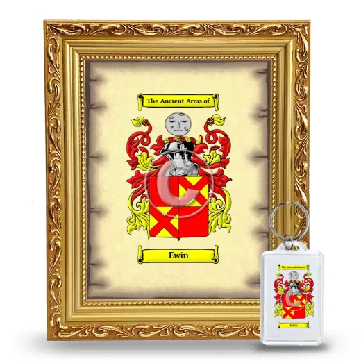 Ewin Framed Coat of Arms and Keychain - Gold
