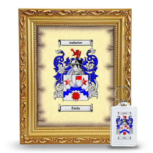 Ewin Framed Coat of Arms and Keychain - Gold