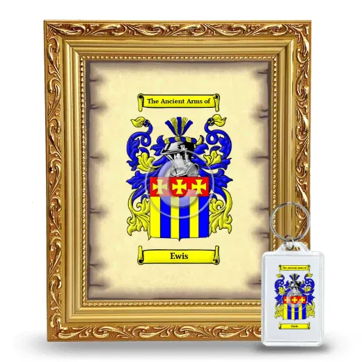 Ewis Framed Coat of Arms and Keychain - Gold
