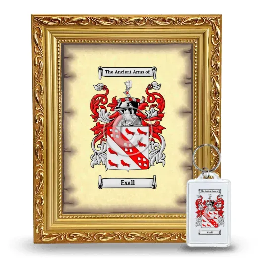 Exall Framed Coat of Arms and Keychain - Gold