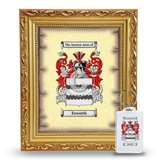 Exworth Framed Coat of Arms and Keychain - Gold