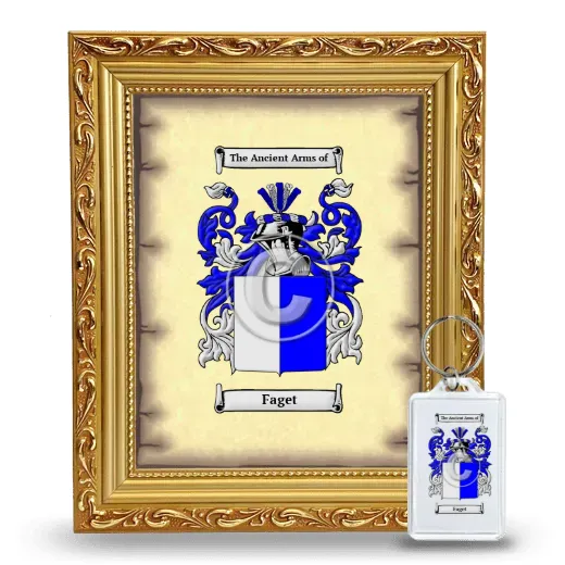 Faget Framed Coat of Arms and Keychain - Gold