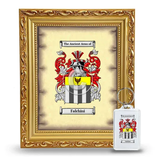 Falchini Framed Coat of Arms and Keychain - Gold