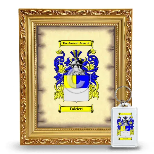 Falcieri Framed Coat of Arms and Keychain - Gold