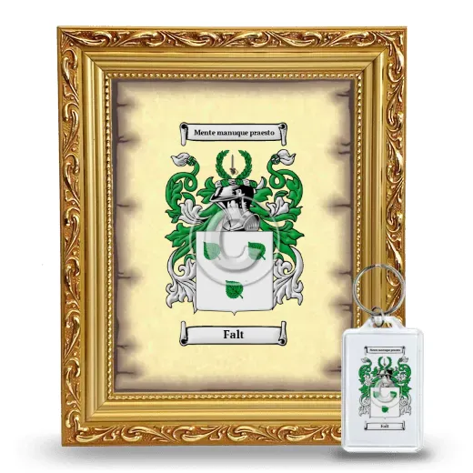 Falt Framed Coat of Arms and Keychain - Gold