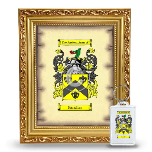 Fancher Framed Coat of Arms and Keychain - Gold
