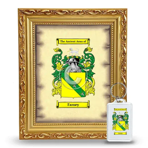 Farney Framed Coat of Arms and Keychain - Gold