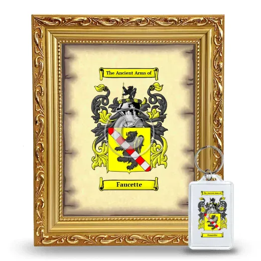 Faucette Framed Coat of Arms and Keychain - Gold
