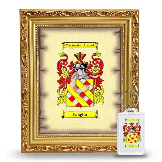 Faughn Framed Coat of Arms and Keychain - Gold