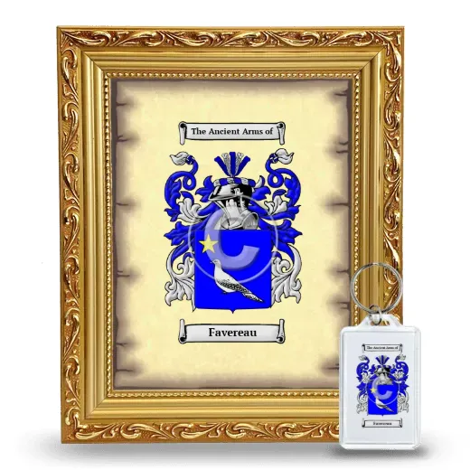 Favereau Framed Coat of Arms and Keychain - Gold