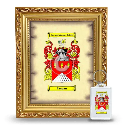Faygan Framed Coat of Arms and Keychain - Gold