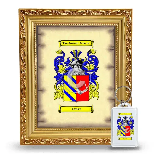 Feast Framed Coat of Arms and Keychain - Gold